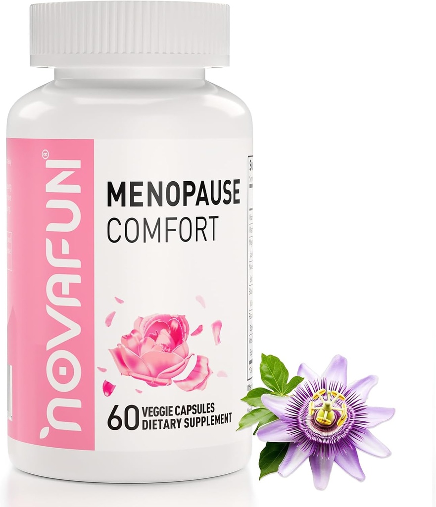 Menopause Relief Capsules for Women, Novasoy Soy Isoflavone, Black Cohosh, Passion Flower, Vitex, Vitamin B6, Vitamin B12, Magnesium, 60 Count