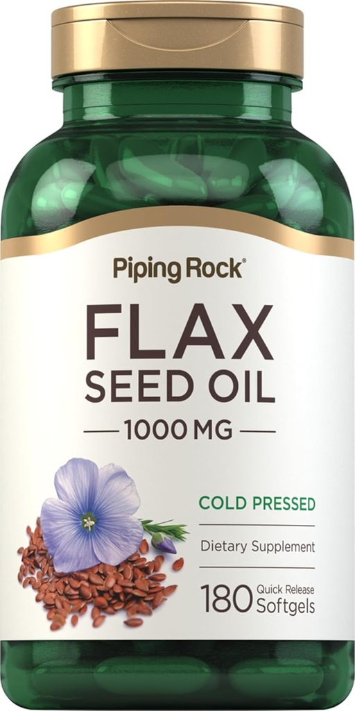 Λάδι λιναρόσπορου Piping Rock 1000mg κάψουλες Softgel 