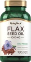 Piping Rock Flaxseed Oil 1000mg Softgel Capsules | 180 Count | Cold Pressed Supplement | Non-GMO, Gluten Free