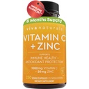 Viva Naturals Συμπλήρωμα βιταμίνης C και ψευδαργύρου (250 κάψουλες) - 1000 mg Βιταμίνη C με ψευδάργυρο 20 mg Αντιοξειδωτικά Συμπληρώματα για την Ανοσολογική Υποστήριξη, Συμπλήρωμα Βιταμίνης για Ενήλικες