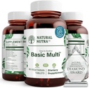 Natural Nutra Multivitamin and Mineral for Women and Men, One a Day Vitamin and Supplement, Vitamin B1, Calcium, Iron, Phosphorus, Vegetarian, Gluten- Free, 60 Easy to Swallow Tablets