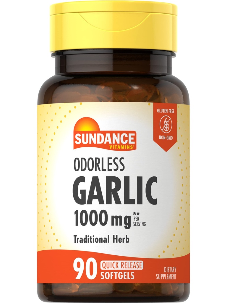 Sundance Odorless Garlic Softgels | 90 Count | Non-GMO and Gluten Free Supplement