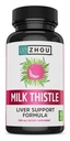 Zhou Milk Thistle - Liver Health Supplement, Silymarin Milk Thistle Extract & Powder for Men & Women, Herbal Cleanse Support, Metabolic Health - 60 Vegetarian Capsules