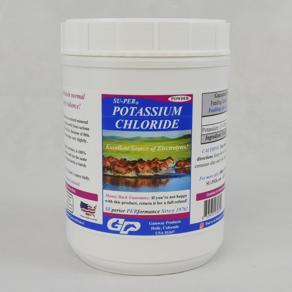 SU-PER Χλωριούχο κάλιο Συμπλήρωμα Horse Electrolyte - Βοηθά στη διατήρηση της φυσιολογικής ισορροπίας ηλεκτρολυτών - 4 Λίρες, (2 Pack)