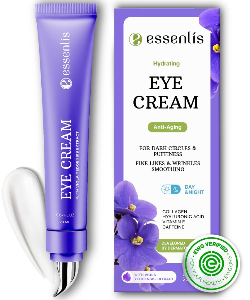 Caffeine Eye Cream for Dark Circles and Puffiness, Bags Under Eyes, Collagen Anti Aging Day and Night Corrector for Women and Men