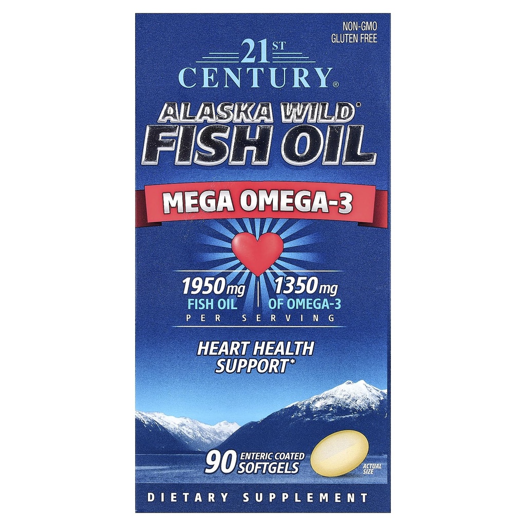 21ος αιώνας Alaska Wild Fish Oil Softgels, 90 κόμης