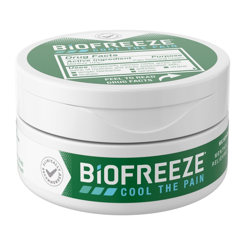 Biofreeze Pain Reliver Cream για γόνατο, λαιμό, Hip, Joint, ώμος, & Απλή πλάτη, Αρθρίτιδα πόνο Reliever, έλκος ανακούφιση μυών, ψύξη Menthol κρέμα πόνου, 3 Oz