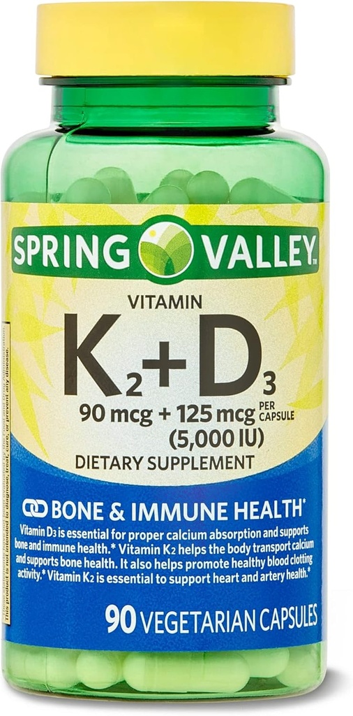 abseits Βιταμίνη K2 (90mcg) + D3 (125mcg) 90 Count Vegetarian Capsule