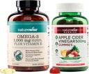 NatureWise Omega-3 Fish Oil 1000mg με E 180-Count+ Μηλίτη Ξίδι Ξύδι 500mg με B12, 60-Count (Vegan Gummy) - Δέσμη για την καρδιά, το μάτι, Digestive Health - Χωρίς γλουτένη, χωρίς σόγια, μη-GMO