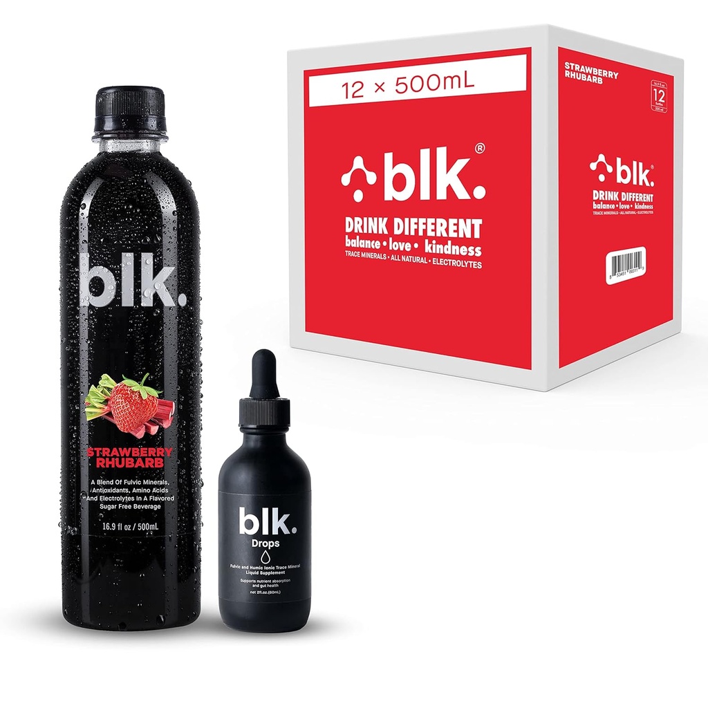 12ct Φράουλα Rhubarb και 1ct Συμπυκνωμένη blk. Σταγόνες και βιοδιαθέσιμα Fulvic & Humic Acid Πάνω από 77 Trace Minerals βοηθά στην επισκευή & αποκατάσταση κυττάρων & βασικών ορυκτών στο σώμα σας