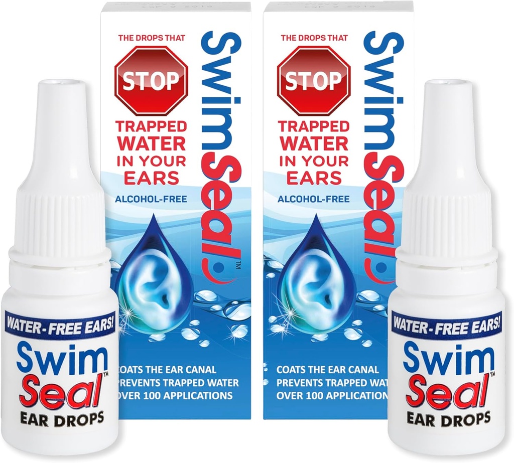 SwimSealTM Twin-Pack Όλα τα φυσικά σταγόνες αυτιού Swimmer για καθημερινή χρήση και όχι σταγόνες αλκοόλ ή ωτοασπίδες. Η Λύση για τα Αυτιά Σας για Όλο το Νερό Έκθεση για Όλους τους Αιώνες.