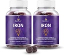 Belive Iron Gummies - Multivitamin Iron Supplement with Vitamin C, A, B & Zinc, Υποστηρίζει οξυγόνο αίματος, Vegan Συμπληρώματα για γυναίκες, άνδρες & παιδιά για την ανάπτυξη και την ανάπτυξη - Grape Flavor 