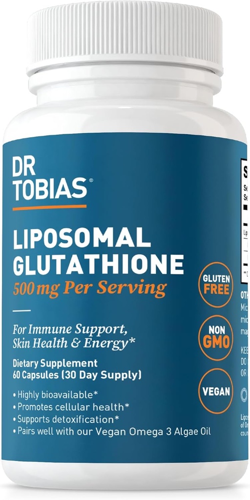 Dr. Tobias Liposomal Glutathionone, 500mg ανά υπηρεσία - Υψηλής Βιοδιαθέσιμης Glutathionone συμπλήρωμα, υποστηρίζει την ενέργεια, το δέρμα & ανοσοποιητικό υγεία - Vegan, χωρίς γλουτένη, μη ΓΤΟ, 60 κάψουλες, 30 εξυπηρετήσεις