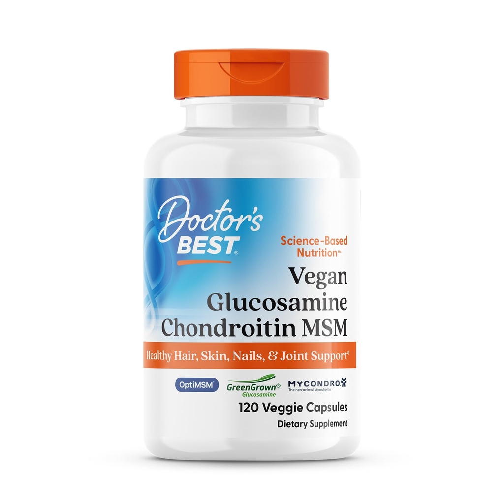 Γιατροί BEST Vegan Glucosamine Chondroitin MSM, υγιή μαλλιά, δέρμα, νύχια, & κοινή υποστήριξη, μη-GMO, χωρίς γλουτένη, χωρίς σόγια, Vegan 120 κάψουλες λαχανικά