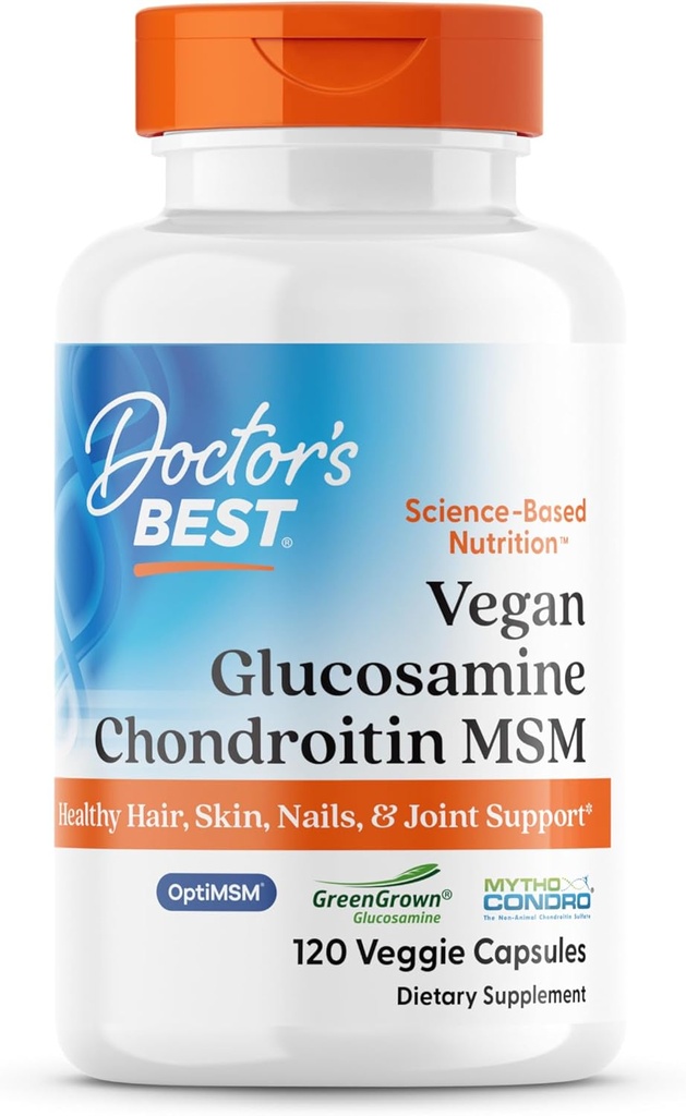 Γιατροί BEST Vegan Glucosamine Chondroitin MSM, υγιή μαλλιά, δέρμα, νύχια, & κοινή υποστήριξη, μη-GMO, χωρίς γλουτένη, χωρίς σόγια, Vegan 120 κάψουλες λαχανικά