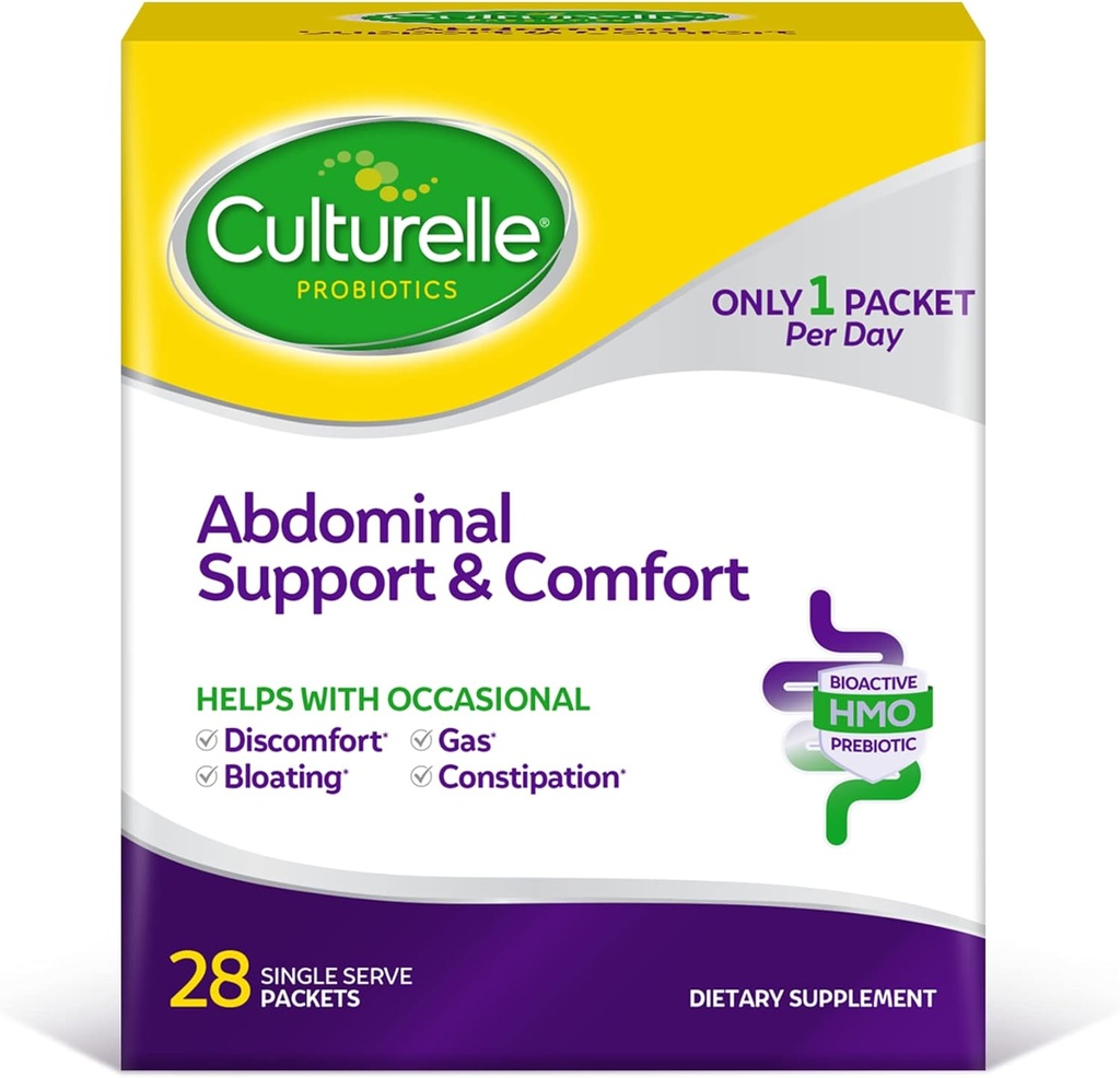 Culturelle Abdominal Support & Comfort, Daily Proactive Approach to Promotion Gut Health*, Helps with Occasional Abdominal Issues, Bloating, and Gas – 28 Count(Pack of 1)