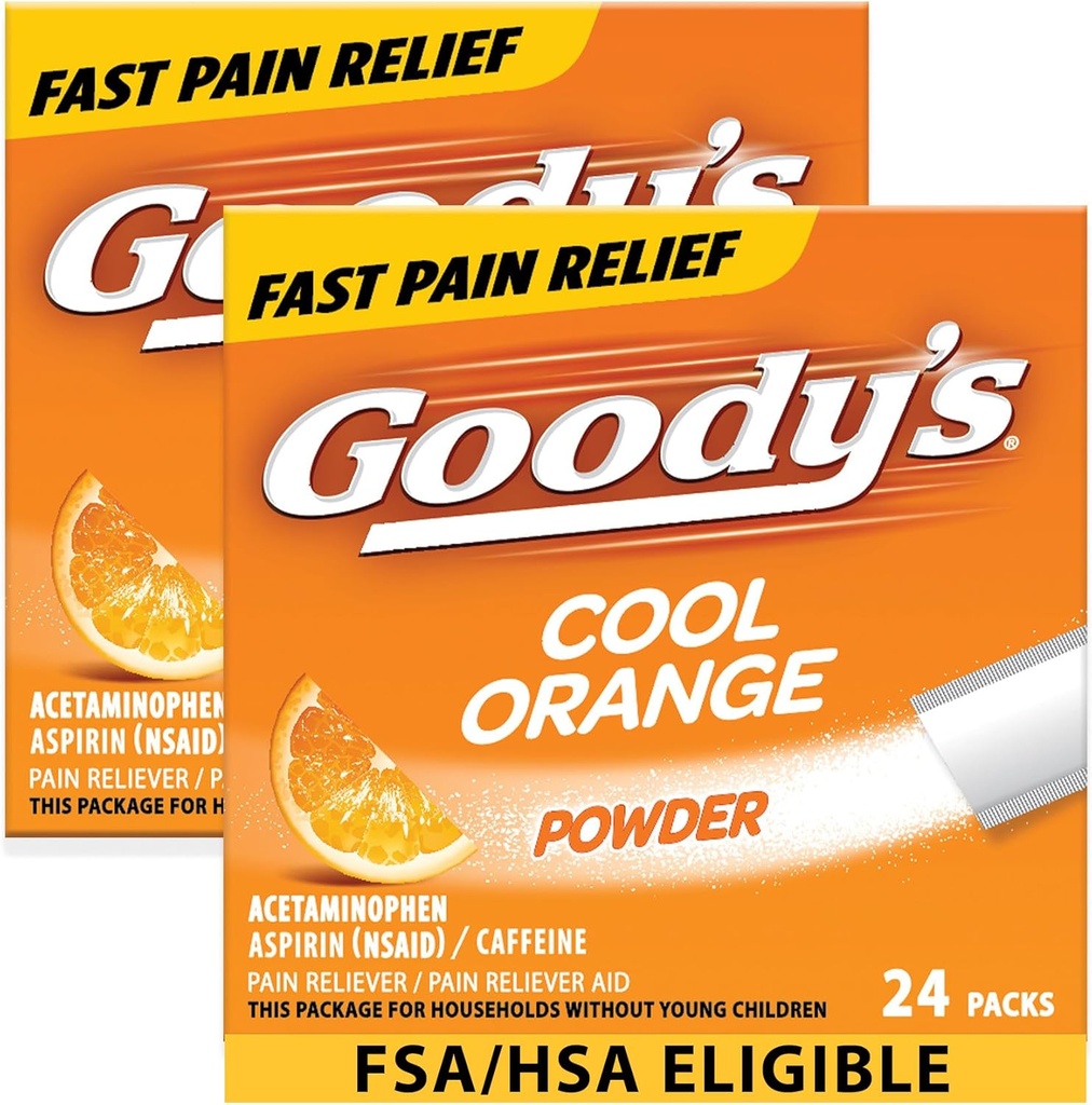 Guody's Extra Strength Πονοκέφαλος σε σκόνη, Cool Orange Flavor Dissolve Packs, 24 μεμονωμένα πακέτα (2 Pack)