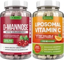 Ultimate urinary Tract Health Bundle – D Mannose και Liposomal Vitamin C, με Cranberry, Ascorbyl Palmitate, Enhanced Absorpition Formula, Detox, Dietary Supplement, Bladder Support