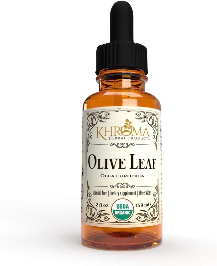 Khroma Herbal Products Organic Olive Leaf - 2 oz Liquid in a Glass Bottle - 30 Μερίδες