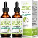 2 Pack Soursop Graviola Liquid Drops - 2000mg Pure Soursop Extract Αναμειγνύεται με 300mg Sea Moss & 100mg Elderberry - Ισχυρή υποστήριξη κυττάρων, Αντιοξειδωτικό-Rich, Ανοσοποιητικό-Boosting - 4 Fl Oz (120ml) Μπουκάλι