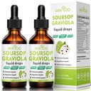2 Pack Soursop Graviola Liquid Drops - 2000mg Pure Soursop Extract Αναμειγνύεται με 300mg Sea Moss & 100mg Elderberry - Ισχυρή υποστήριξη κυττάρων, Αντιοξειδωτικό-Rich, Ανοσοποιητικό-Boosting - 4 Fl Oz (120ml) Μπουκάλι