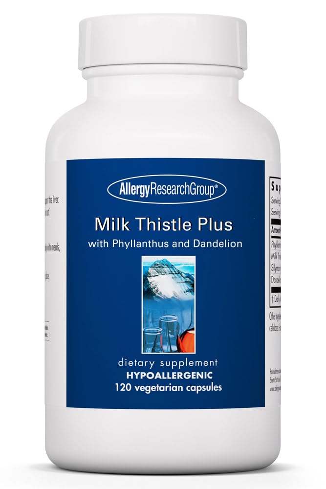 Allergy Research Group Milk Thistle Plus συμπλήρωμα - Ηπατική Υγεία Υποστήριξη, Γάλα Thistle, Dandelion, Detox, Cleanse, Vegetarian Κάψουλες - 120 Count