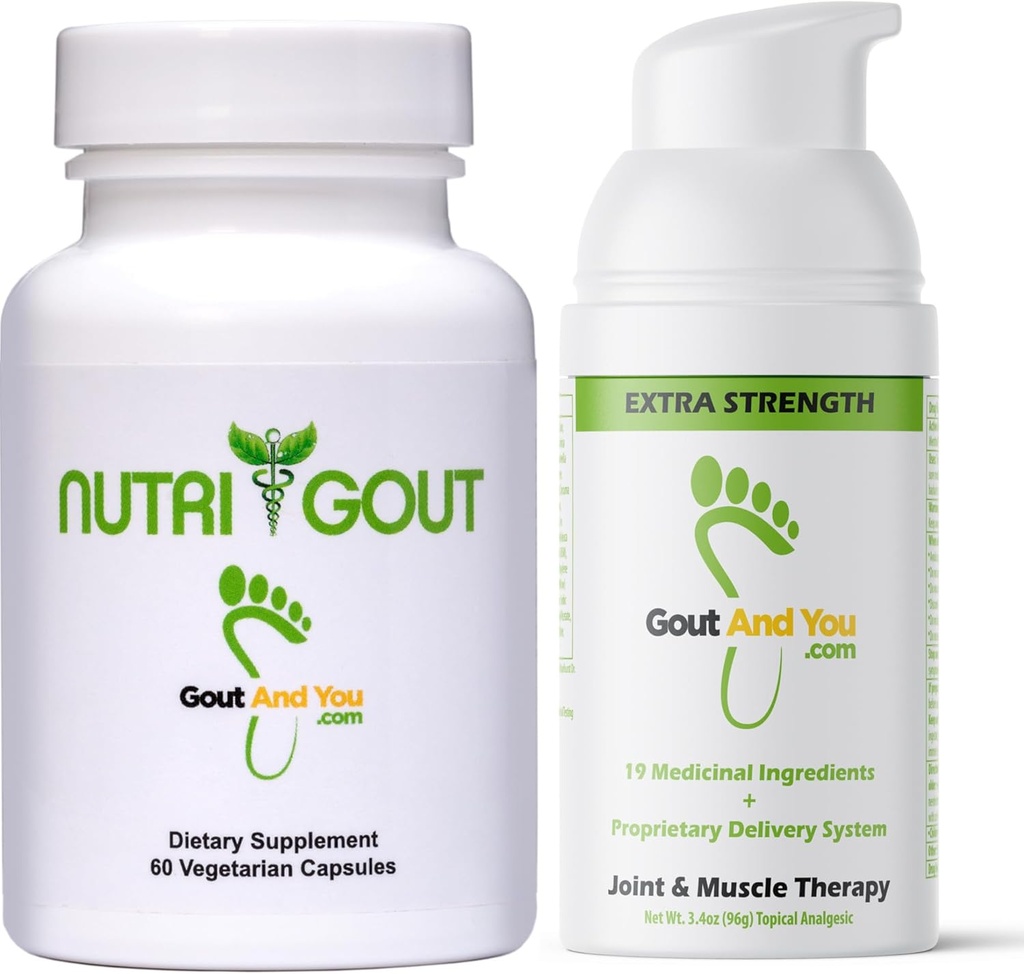 Συμπληρώματα ουρικού οξέος NutriGout και πρόσθετης δύναμης Κοινή Κρέμα ανακούφισης της δυσφορίας