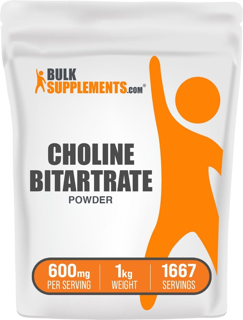 BulkSupplements.com Choline Bitartrate Powder - Choline Supplements - Χωρίς γεύση και γλουτένη, 600mg ανά Σερβίρισμα, 1kg (2,2 lbs) (πακέτο των 1)