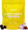 Organifi Happy Drops - Καθημερινή Superfood Happy Gummies για ενήλικες - συμπλήρωμα στήριξης Mood για την ισορροπία, Bliss, την ενέργεια και την αφαίρεση της άκρης - Γλυκό άρωμα λεμόνι - 60 Gummies