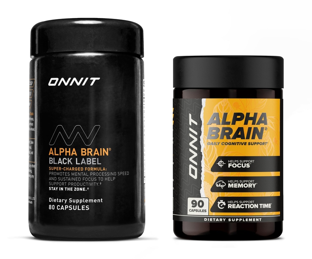 ONNIT Premium Alpha Brain Bundle - Nootropic Brain Supplement (90 Ct) + Black Label Citicoline Mental Speed, Προσοχή & Γνωστική Υποστήριξη Συμπλήρωμα (80 Ct)- Προάγει την εστίαση, τη συγκέντρωση και τη μνήμη