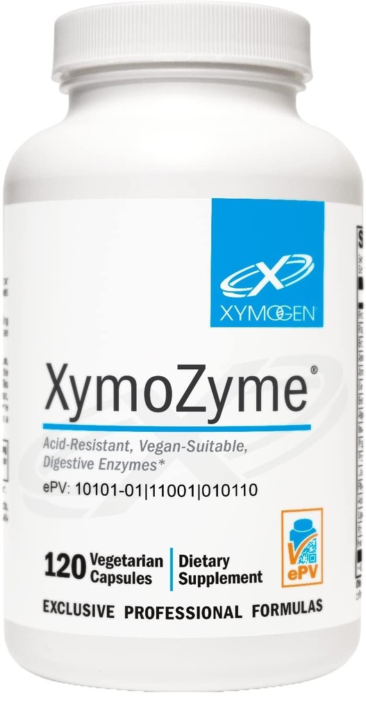 XYMOGEN XymoZyme - Digestive Enzymes for Women and Men with Protease & Bromelain - Οξέα ανθεκτικά, Vegan Digestive Enzymes for Gut Health & Bloating Relief (120 Κάψουλες)