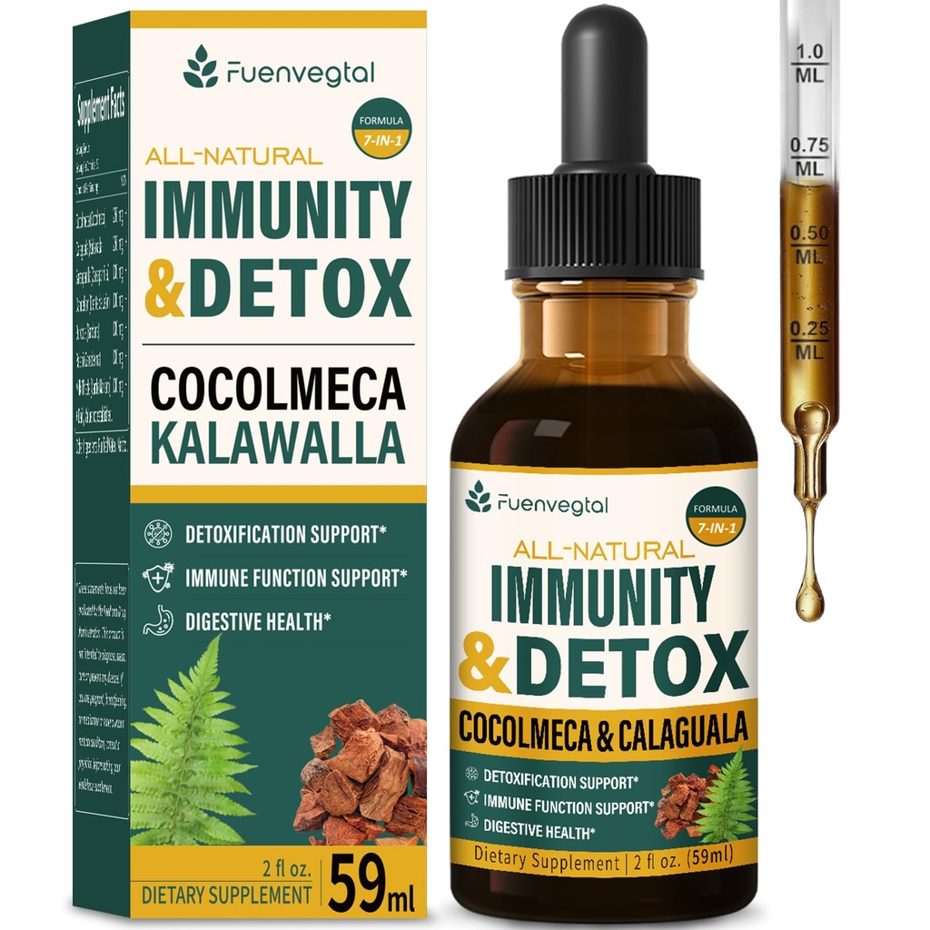 Cocolmeca Bark Immunity & Detox Drop, Herbal Extract with Polypodium Leucotomos Sarsaparilla Milk Thistle Supplement Support Detoxification, Immune System, Digestive Health. 2oz
