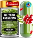 Συμπλήρωμα διυδροβερβερίνης - Dehydro Berberine Organic - Super Berberine Supplement with Ceylon Cinnamon & R Alpha Lipoic Acid & Apigenin - Hydroberberine 120 caps (1 Pack)