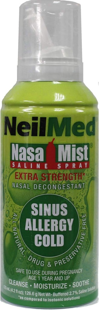 NeilMed Επιπλέον δύναμη NasaMist ορός Nasal Spray Χωρίς Nasινικό αποσυμφορητικό 4,2 fl oz, (πακέτο του 2)