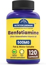 Benfotiamine 500mg Per Serving, 120 Veggie Capsules (250mg Per Cap) – Fat Soluble Vitamin B1 Thiamine Supplement – 3rd Party Tested, Vegan, Non-GMO, Gluten Free