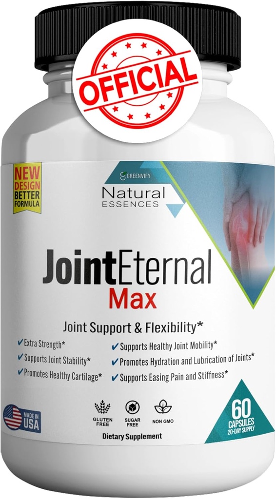 Joint Eternal Max Natural Essences Φυσικό συμπλήρωμα κοινής υποστήριξης, 60 κάψουλες 20 ημέρες προσφοράς, χωρίς γλουτένη, χωρίς ζάχαρη, μη ΓΤΟ, Κατασκευασμένο στις ΗΠΑ (1)