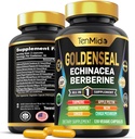 Goldenseal Root Supplement - 10in1 Formula - Combine with Echinacea, Berberine, Turmeric, Cayenne Pepper, Ginger, Apple Pectin, Neem, & More - Digestive Health Support - 120 Capsules