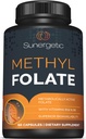 Sunergetic Premium methyl folate Supplement – με μεθυλιωμένη βιταμίνη Β12 και βιταμίνη Β6 – Μεταβολικά Ενεργό Folate ως Magnafolate - Methylfolate 400 mcg ανά Καψάκιο – 60 Κάψουλες