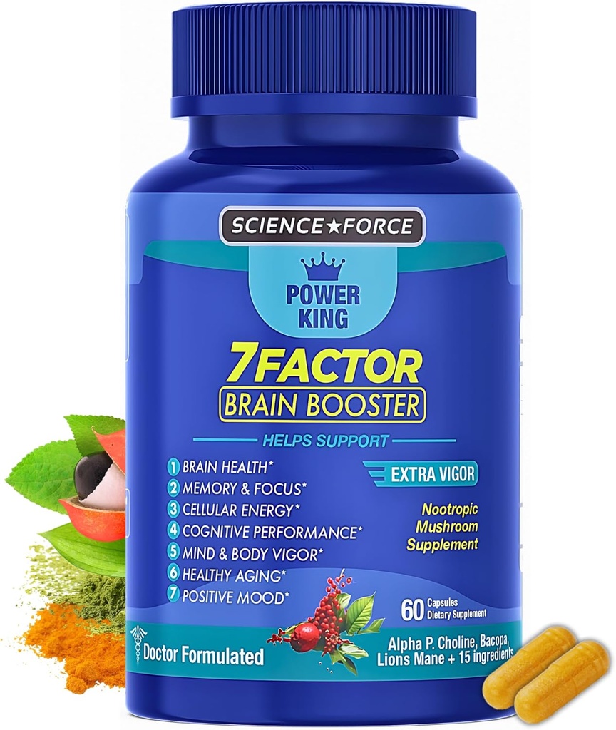 Συμπληρώματα εγκεφάλου για Μνήμη & Εστίαση - Νοοτροπική Εγκεφαλική Υγεία - Γνωστική Απόδοση, Καθαρότητα, Ενέργεια, Πνευματικό Βιγκ, Shilajit - Alpha Choline, Lion's Mane, Bakopa, 18 Premium Συστατικά