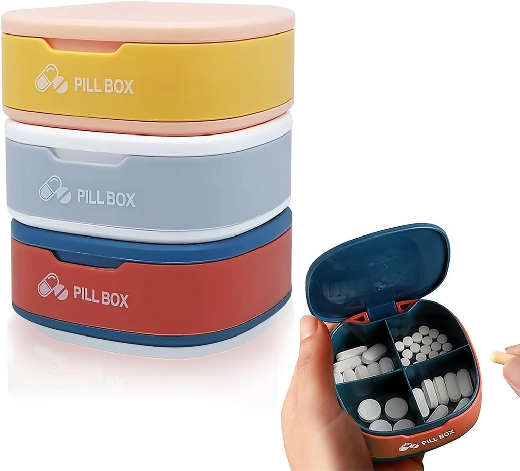 3PCS Χάπια Κουτί 4 Διαμερίσματα Χάπια Organizer Ταξιδιωτική Χάπια Υπόθεση Φορητό Χάπια Δοχείο Εβδομαδιαία Χάπια για Χάπια Βιταμίνη Oil (Blue+Pink+White)