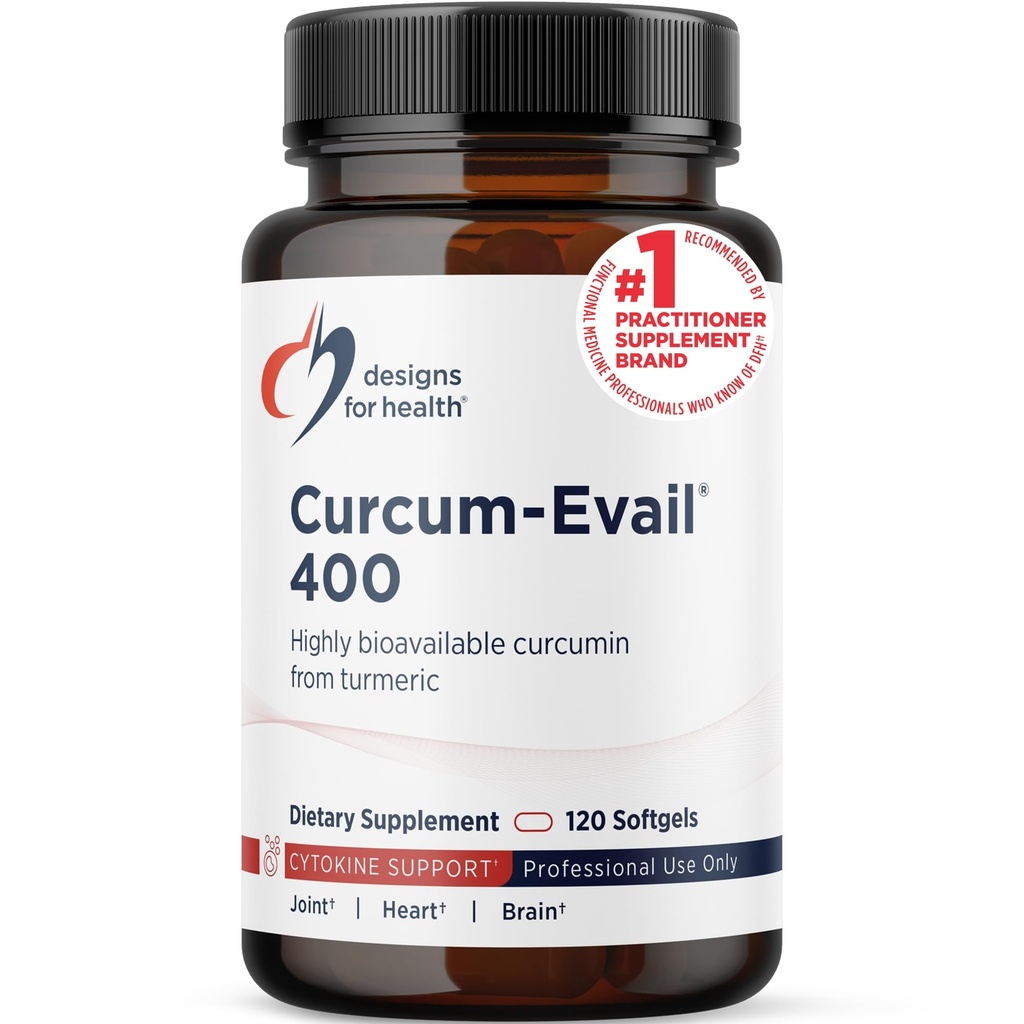 Σχέδια για την υγεία Curcum-Evail 400 - Βιοδιαθέσιμα συμπληρώματα κουρκουμίνης - Eval Emulsification Technology - Curcumin C3 Complex with Turmeric Oil + Vitamin E, Non-GMO (120 Softgels)
