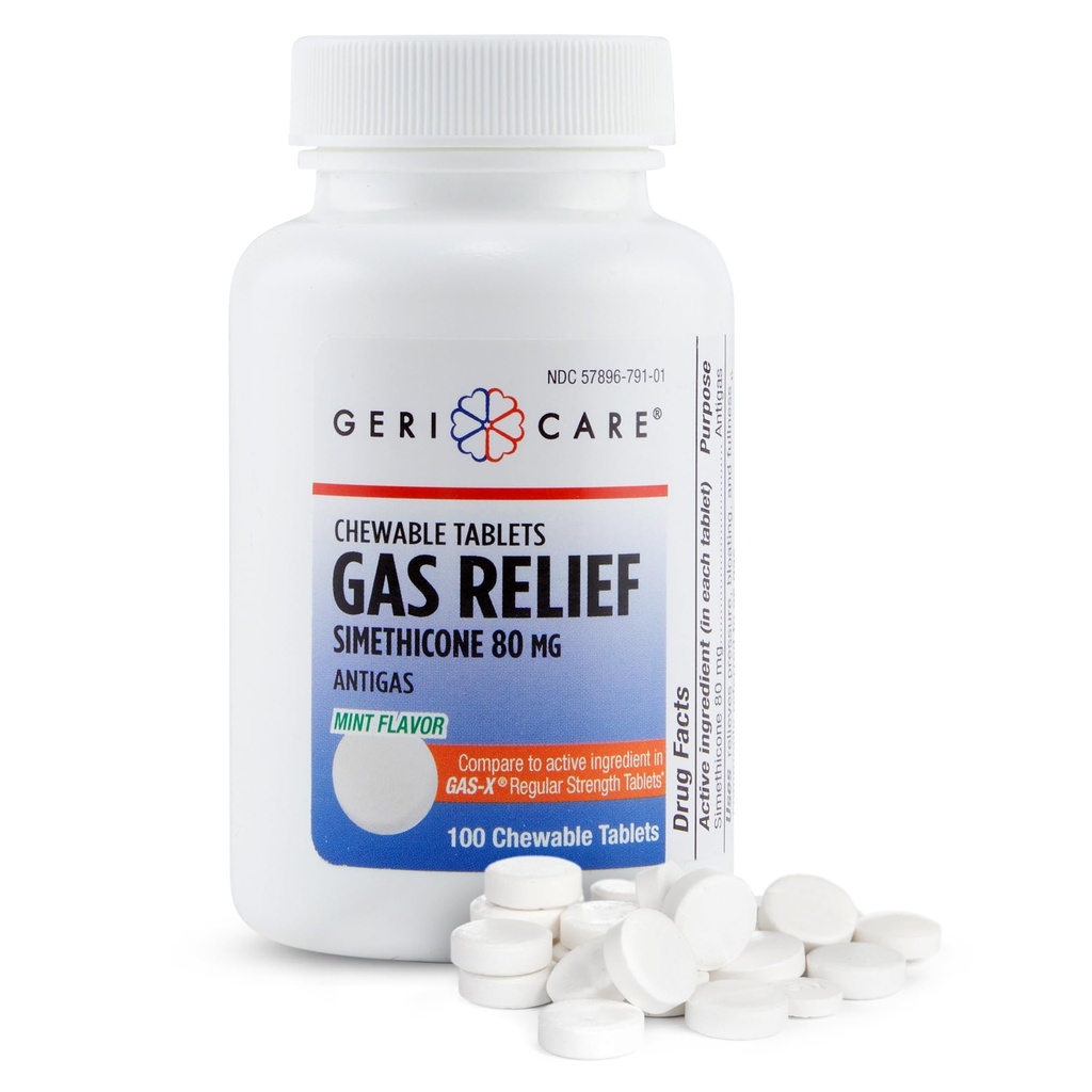 GeriCare Simethicone Μασώμενα δισκία αερίου-απαλλαγής 80mg 