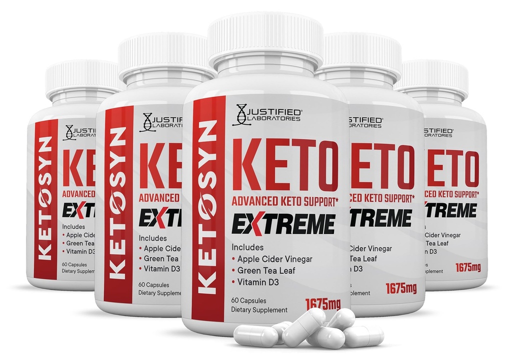(5 Pack) Ketosyn Keto ACV Extreme Pills 1675 MG Keto Υποστήριξη Blend Κάψουλα Εναλλακτική για Keto ACV Gummies Formulated with Apple Cider Vinegar Extra Virgin Olive Oil Powder Green Tea Leaf 300 Κάψουλες