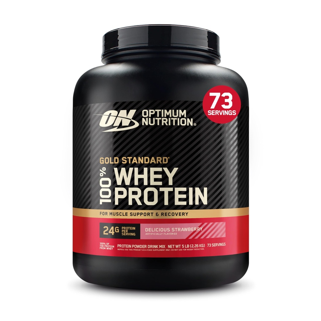 Βέλτιστη διατροφή Gold Πρότυπο 100% πρωτεΐνη Whey σκόνη, Delicious Φράουλα, 5 Λίρες (συσκευασία Μαΐου Vary)