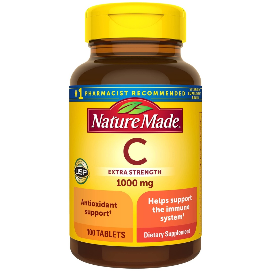Nature Made Extra Strength Vitamin C 1000 mg, Συμπλήρωμα διατροφής για την ανοσοποιητική υποστήριξη, 100 δισκία, 100 ημέρες προσφοράς