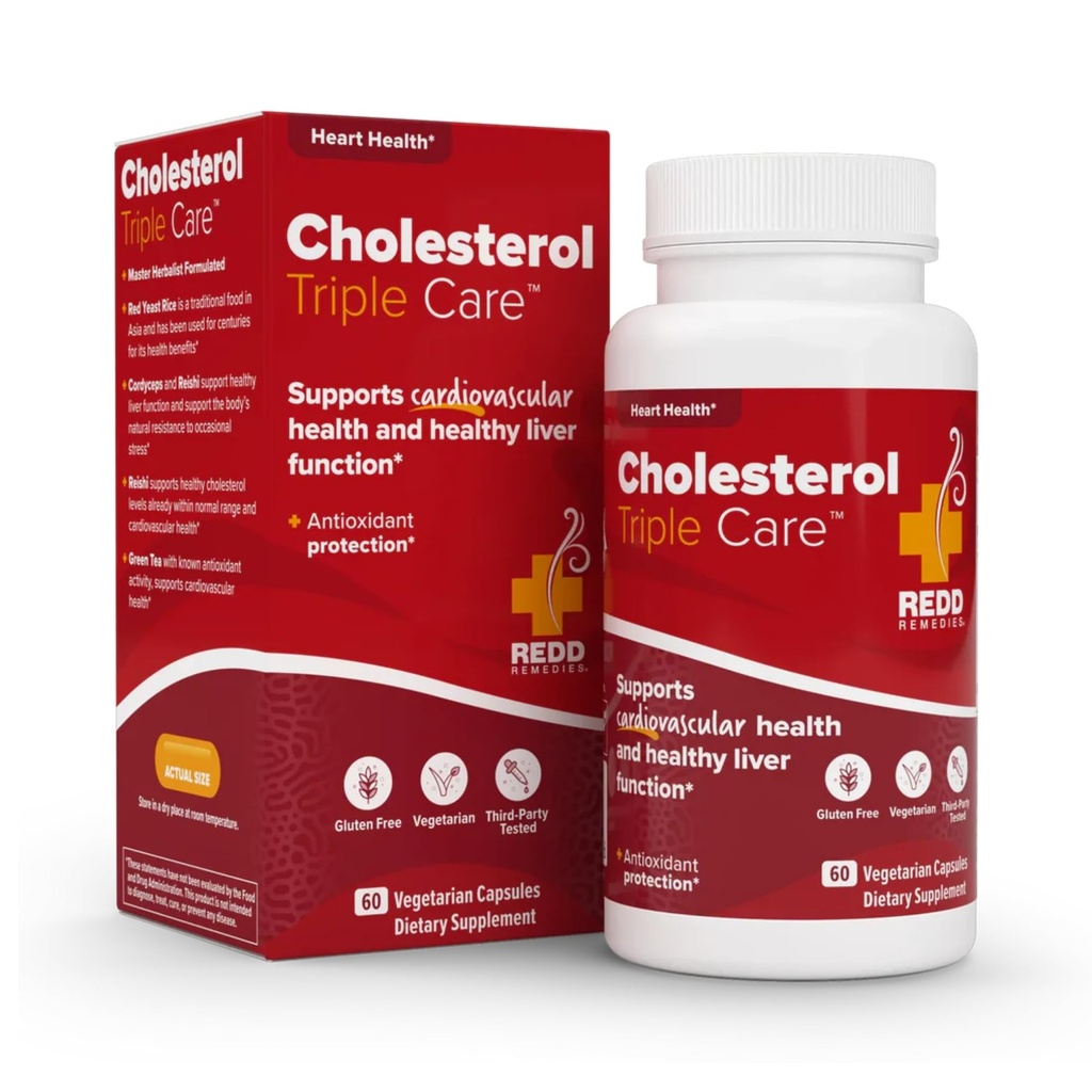 Reddd Remedies, Cholesterol Triple Care, Υποστηρίζει υγιή επίπεδα χοληστερόλης και ηπατική λειτουργία, 60 κάψουλες χορτοφάγων