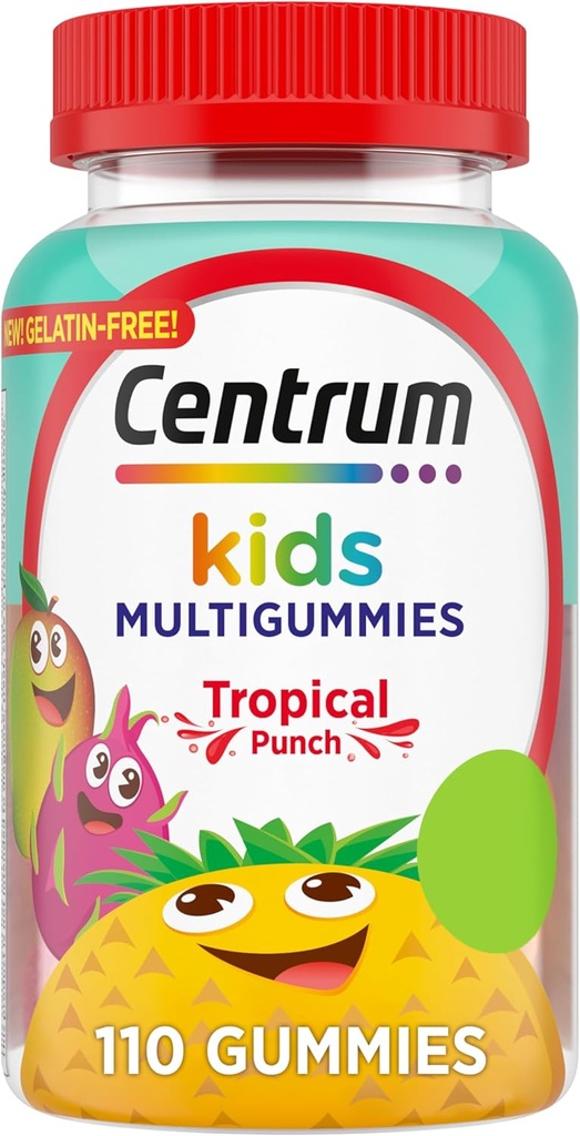 Centrum Kids Multivitamin Gummies, Tropical Punch, Made with Natural Flavors, 110 Count, 110 Day Supply