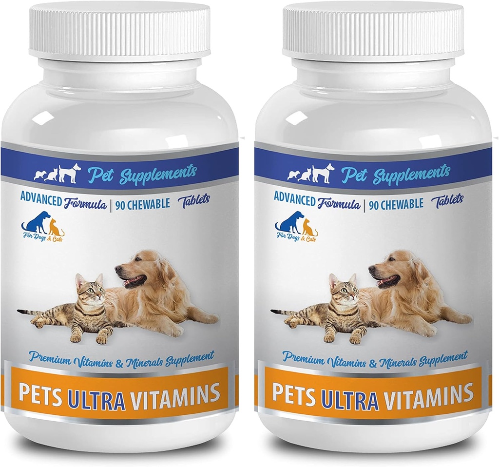 Dog Immune Treats - Pets Ultra Vitamins - for Dogs and Cats - Immune Health - Hair and Coat Benefits - Dog Calcium - 180 Treats (2 Bottles)