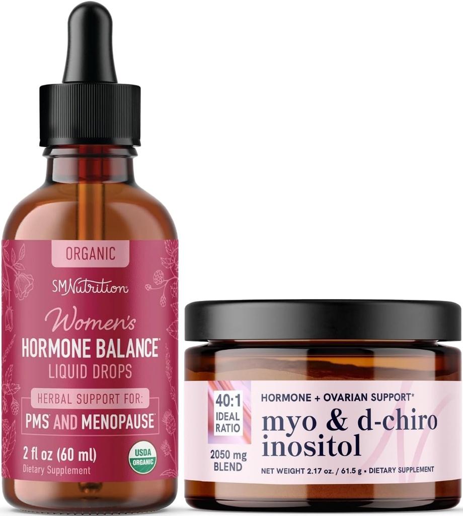 Myo-Inositol Powder Complex & Herbal Hormone Balancing Bundle με Myo-Inositol & D-Chiro (30 υπηρεσίες) και PMS Εμμηνόπαυση & Εμμηνόρροια Υποστήριξη Υγρό (60 Services)