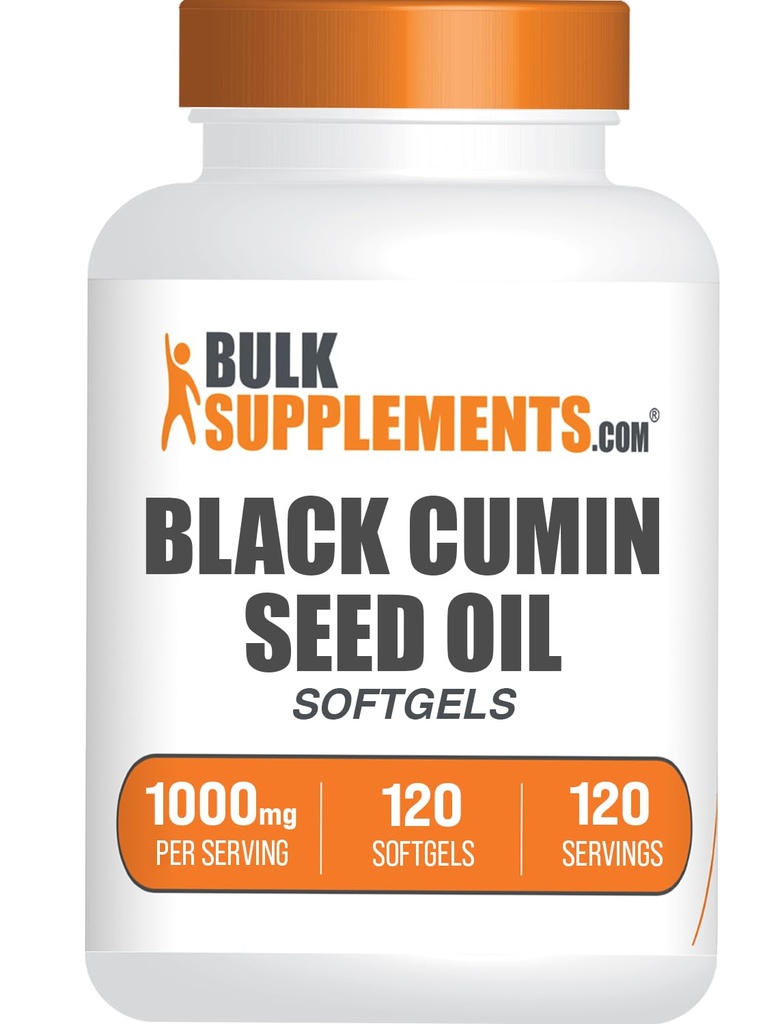 BulkSupplements.com Black Cumin Seed Oil Softgels - Black Cumin Seed Oil 1000mg - Χωρίς γλουτένη, 1 Softgel per Serving, 120 Count (Pack of 1)